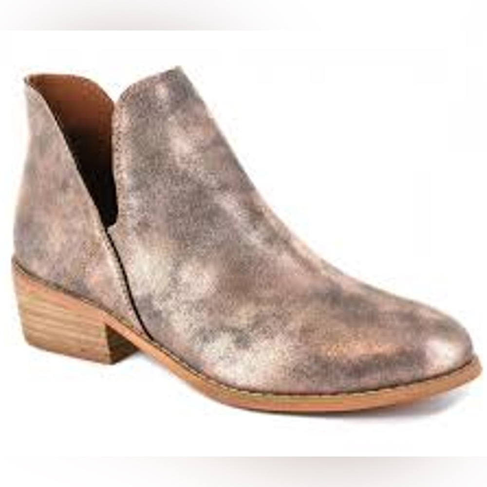 Corkys Metallic Taupe Side-Cut Ankle Booties